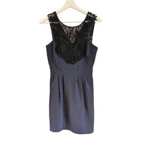 BCBGeneration Navy Dark Blue with Black Lace Detail Fit and Flare Dress size 4